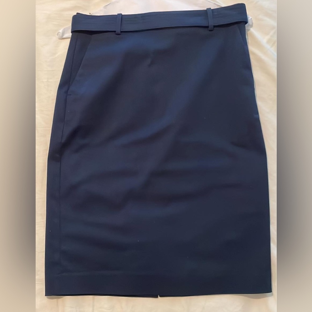 Navy Tailored Skirt, J Crew, 0